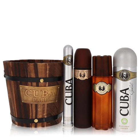 Cuba-Gold-by-Fragluxe-For-Men Gift Set 3.4 oz Eau De Toilette Spray + 1.17 oz Eau De Toilette Spray + 6.7 oz Body Spray + 3.3 oz After Shave