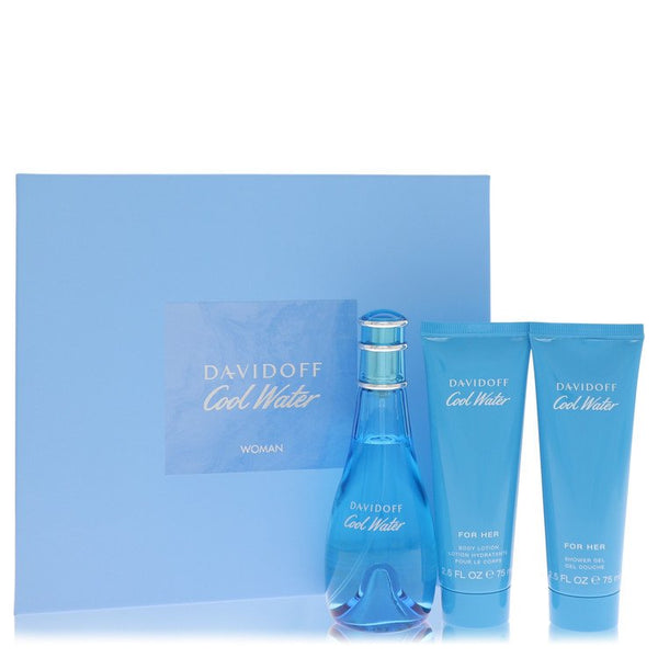 Cool-Water-by-Davidoff-For-Women Gift Set 3.4 oz Eau De Toilette Spray + 2.5 oz Body Lotion + 2.5 oz Shower Gel