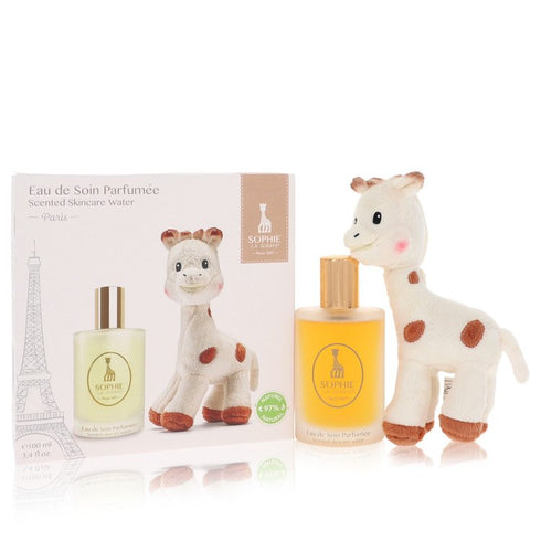 Sophie-La-Girafe-Eau-de-Soin-Parfumee-by-Sophie-La-Girafe-For-Women Gift Set 3.4 oz Scented Skincare Water (Alcohol-Free) + 1 Sophie La Girafe Soft Toy