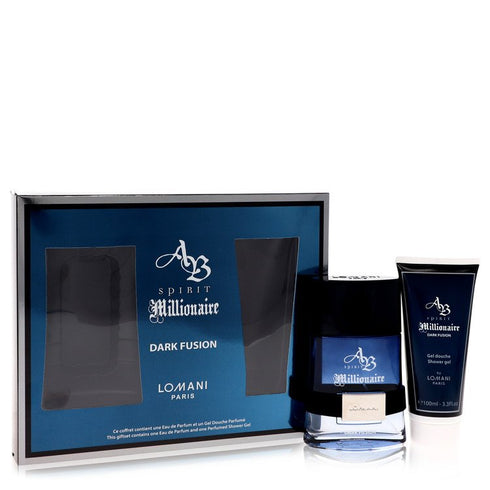 Spirit-Millionaire-Dark-Fusion-by-Lomani-For-Men Gift Set 3.3 oz Eau De Parfum Spray + 3.3 oz Shower Gel