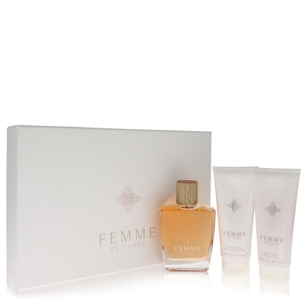 Usher-Femme-by-Usher-For-Women Gift Set 3.4 oz Eau De Parfum Spray + 3.4 oz Body Lotion + 3.4 oz Shower Gel