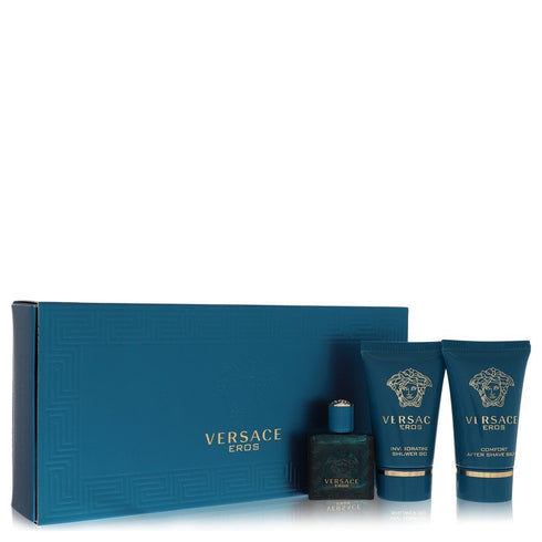 Versace-Eros-by-Versace-For-Men Gift Set .17 oz Mini EDT + .8 oz Shower Gel + .8 oz After Shave Balm