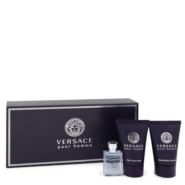 Versace-Pour-Homme-by-Versace-For-Men Gift Set .17 oz Mini EDT + .8 oz After Shave Balm + .8 oz Hair + Body Shampoo