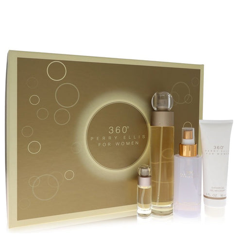 perry-ellis-360-by-Perry-Ellis-For-Women Gift Set 3.4 oz Eau De Toilette Spray + 4 oz Body Mist + 3 oz Shower Gel + .25 Mini EDT Spray